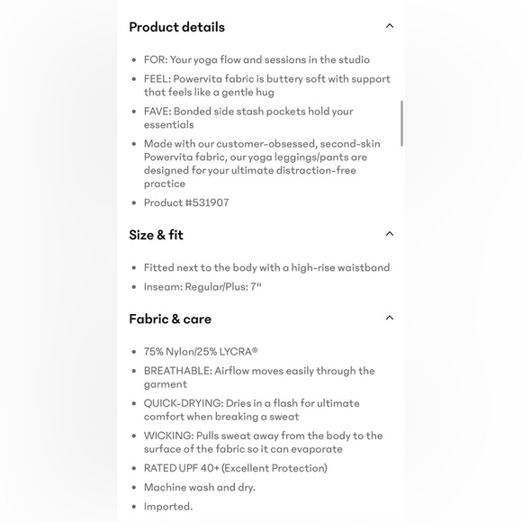 NWT Athleta 1X salutation stash 7’ short - Picture 9 of 9